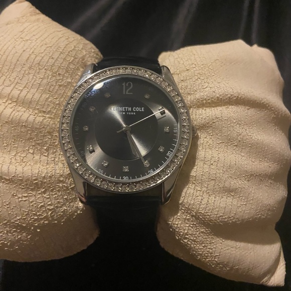 Kenneth Cole Crystal-Embellished Silver Watch